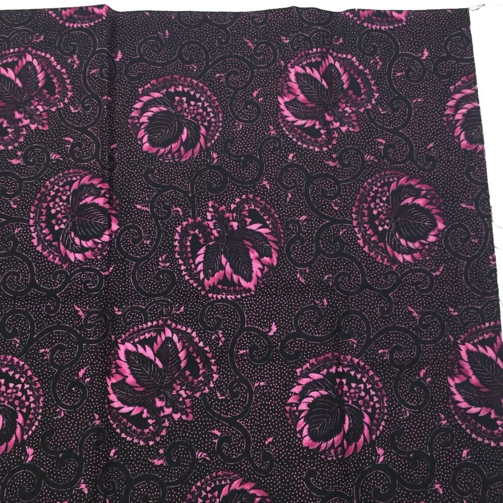 1/2 Yard Yd Stencil Collection Quilting Fabric Floral Jewel Tone Pink Black